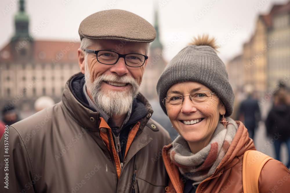AI generated image of couple selfie in old town AI generated image of couple selfie in old town