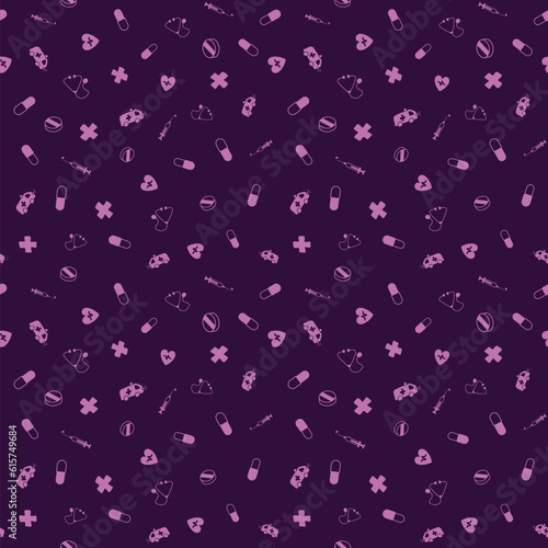 Medical seamless vector pattern. Background with thin line icons for presentation backdrop. Healthcare wallpaper.