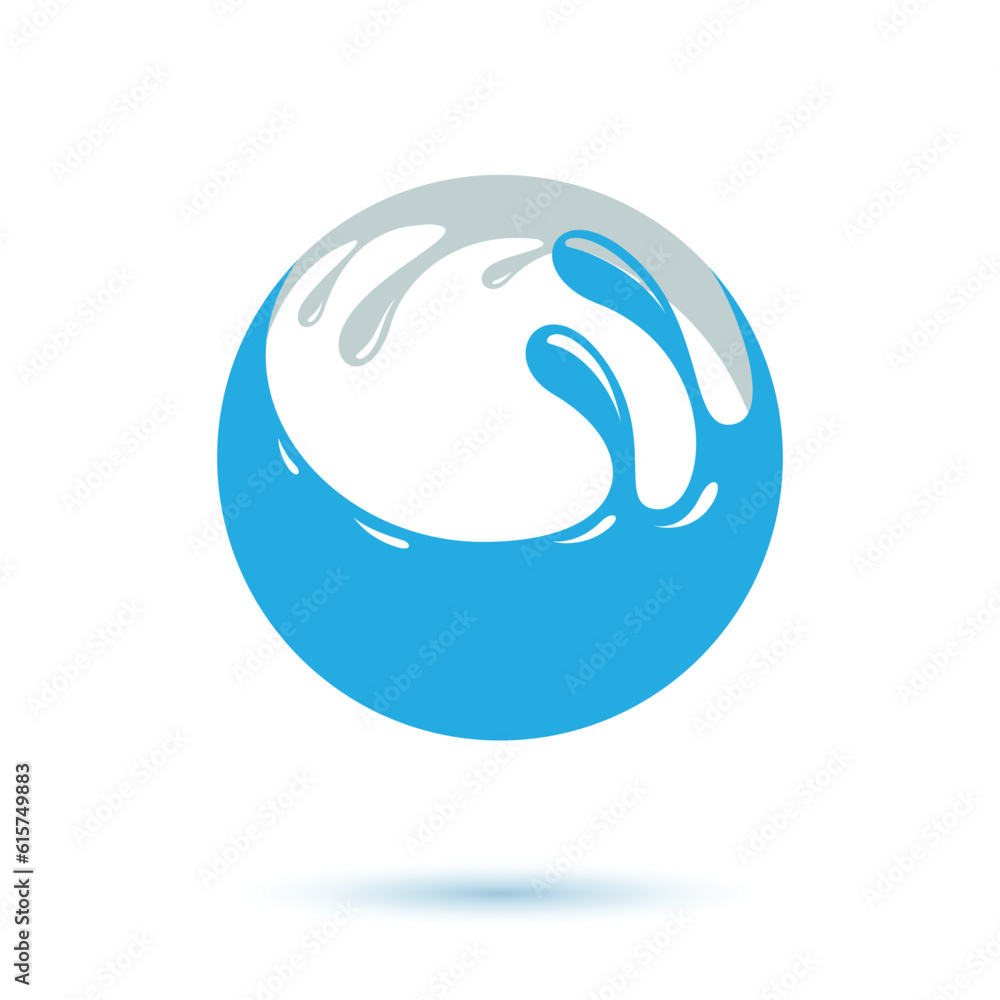 Sea wave splash vector logo. Pure water as the driving force for human activity theme. Environment protection concept. Sea wave splash vector logo. Pure water as the driving force for human activity theme. Environment protection concept.