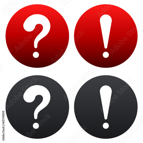 Question mark and exclamation mark. Vector set isolated on white background. photo