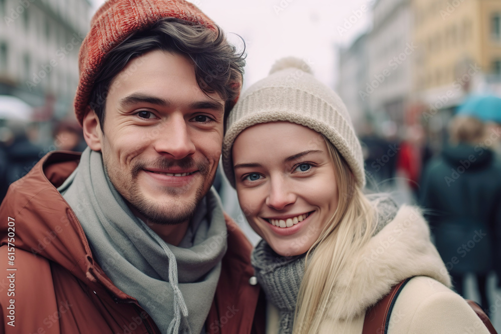 AI generated image of couple selfie in Warsaw Poland AI generated image of couple selfie in Warsaw Poland