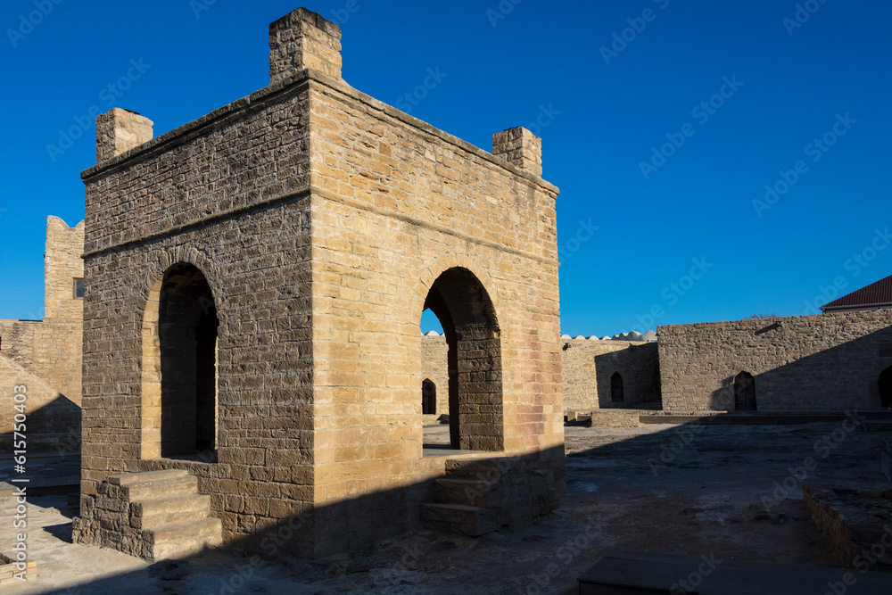 Azerbaijan Baku Temple of Fire worshipers Ateshgah on a sunny autumn day