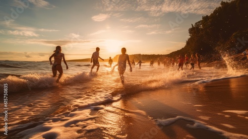 Kids playing on the beach