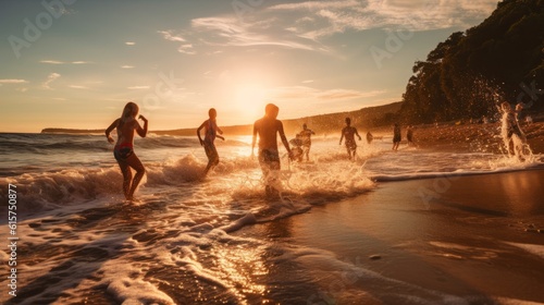 Kids playing on the beach