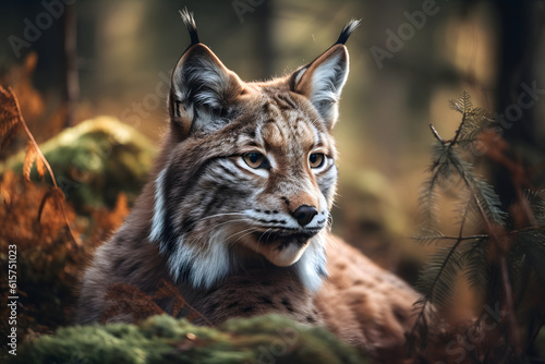 The Eurasian Lynx in the Boreal Forest. Generative AI