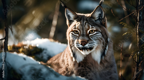 The Eurasian Lynx in the Boreal Forest. Generative AI