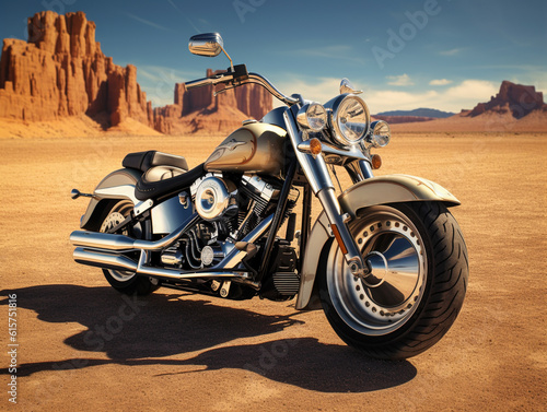 Fototapeta Cruiser motorcycle in the desert.