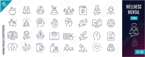 Best collection meditation line icons photo