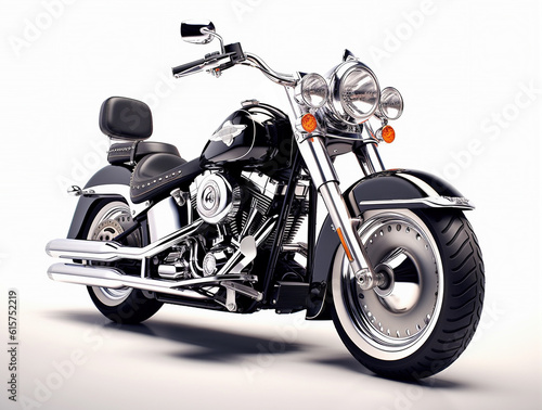 Cruiser motorcycle on the white background.