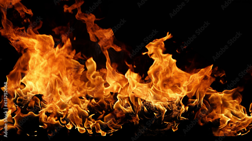 Fire flames on black background. Fire flames on black background.
