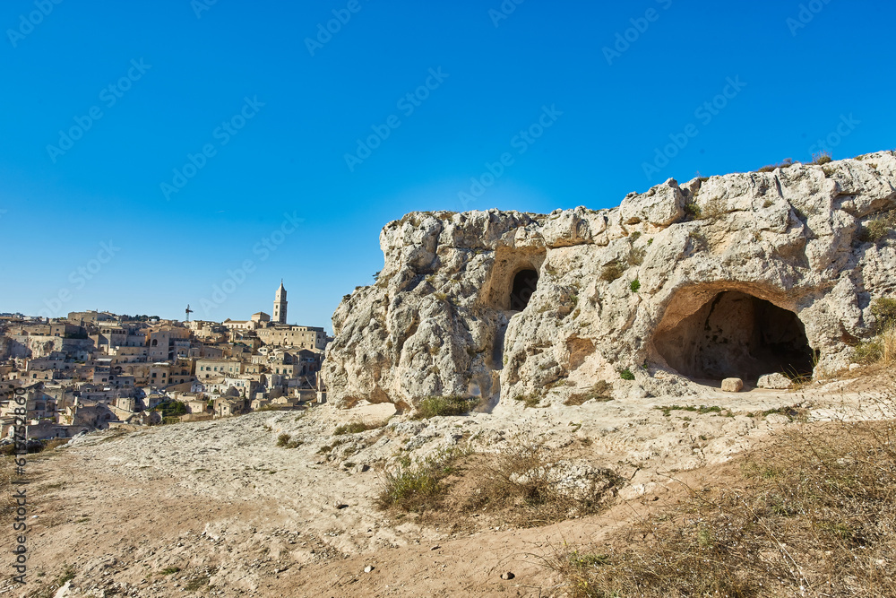 Ancient town of Matera Sassi di Matera at sunrise, Basilicata, Italy