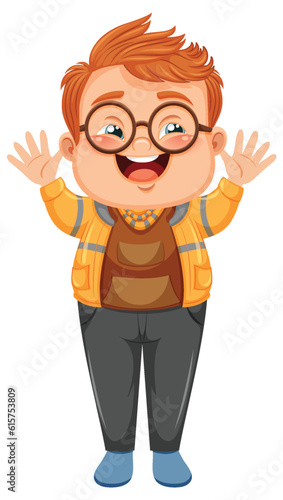 Cute nerdy boy cartoon character