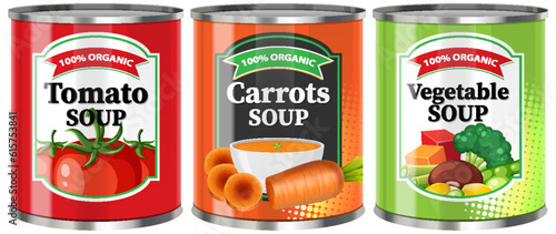 Vegetable Soup Food Cans Collection