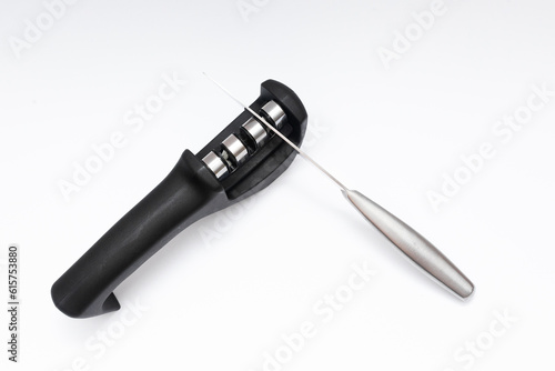 knife with sharper on the table