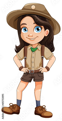 Girl scout in uniform cartoon character