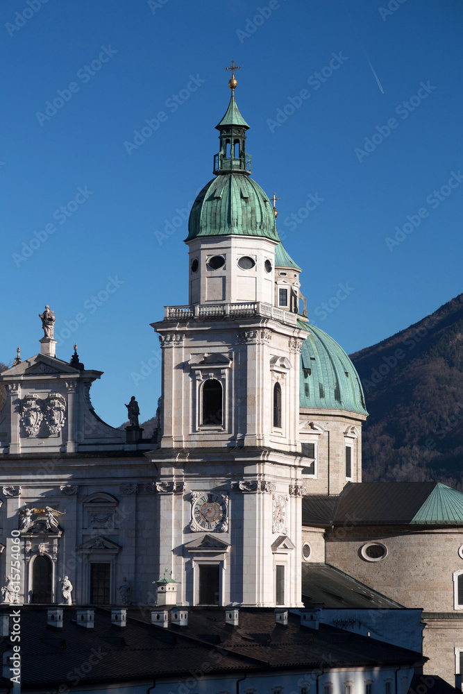 The Salzburg Cathedral or Dom zu Salzburg in the old town Salzburg, Austria