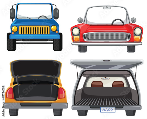 Vintage Classic Cars Front and Back View Collection