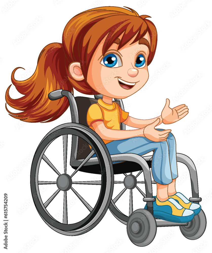 Disable woman cartoon sitting on wheelchair