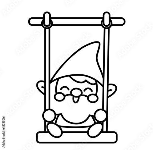 Cute kawaii gnome garden cartoon outline icon
