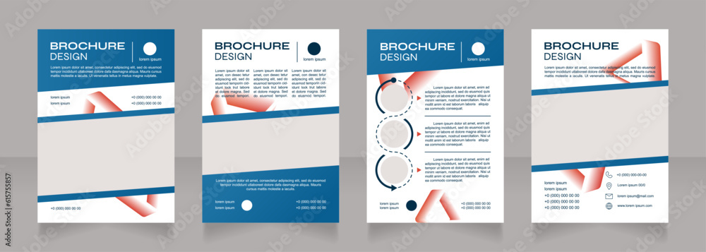 Biopharmaceutical medicine blank brochure design. Template set with copy space for text. Premade corporate reports collection. Editable 4 paper pages. Syne Bold, Arial Regular fonts used