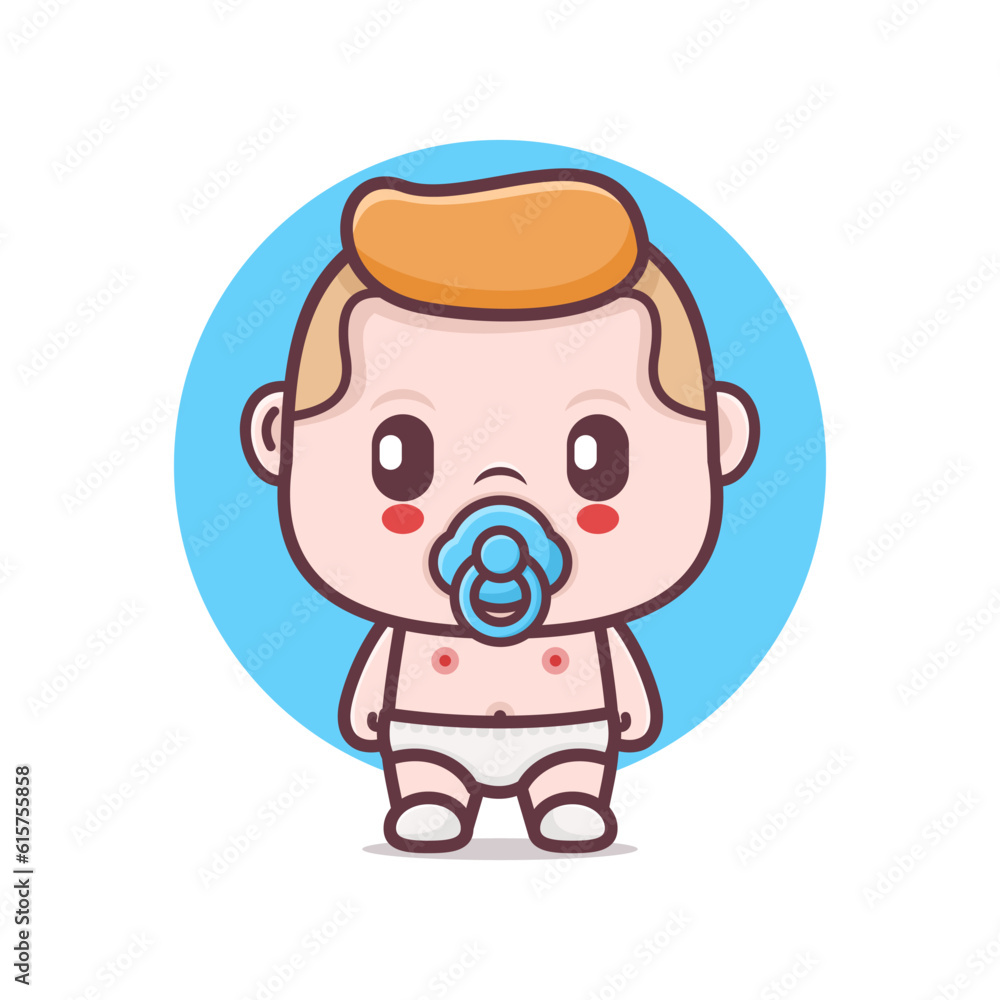 cute baby boy cartoon character vector illustration