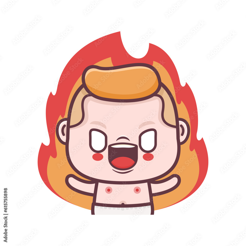 Fototapeta premium cute baby boy cartoon with angry expression