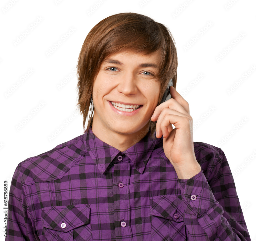 College aged male using a cell phone College aged male using a cell phone