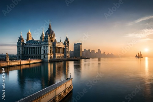 fort on the bank of river , palace of king on the bank of river