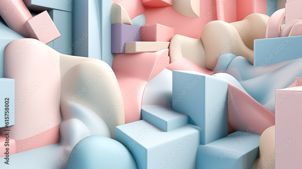 Fototapeta premium パステルカラーの抽象的な立体背景 Generative AI