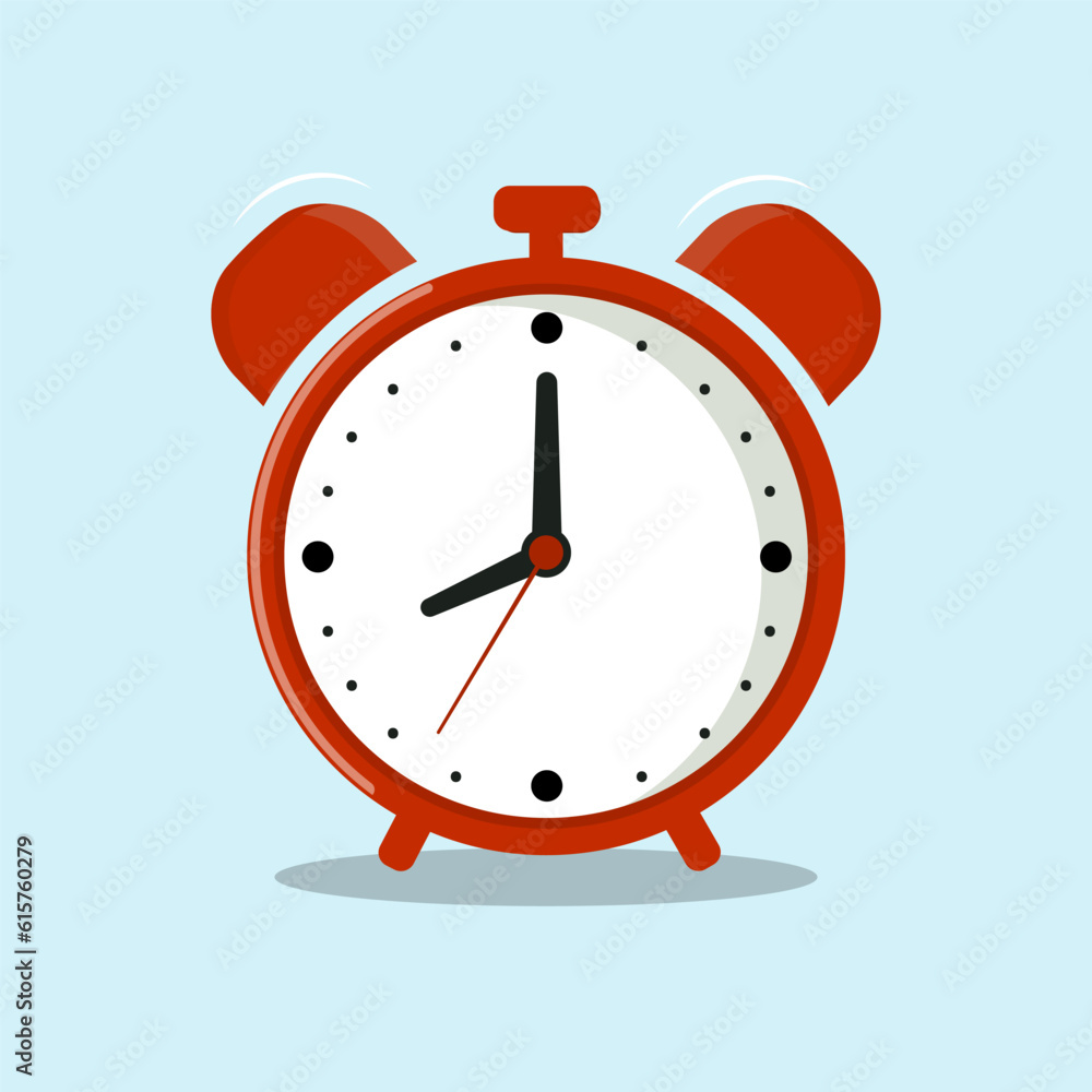 Orange alarm clock on a blue background.Wake up time. Orange alarm clock on a blue background.Wake up time.
