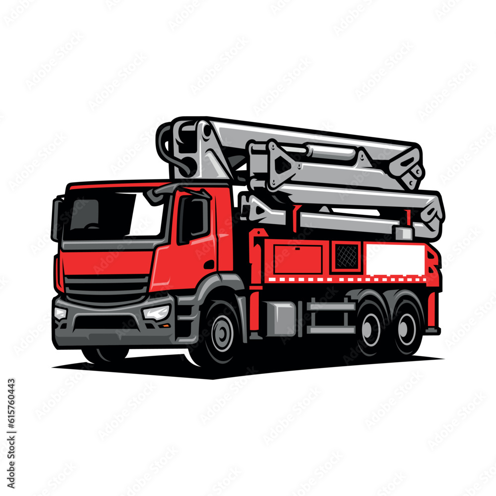 concrete pump truck illustration vector