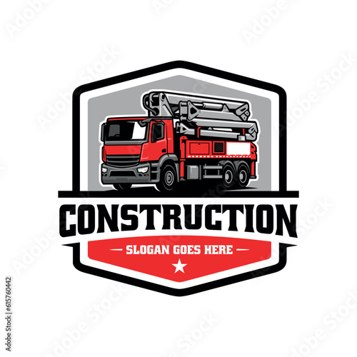 concrete pump truck illustration logo vector