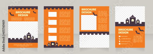 Halloween party for school students blank brochure design. Template set with copy space for text. Premade corporate reports collection. Editable 4 paper pages. Myriad Pro, Cairo fonts used