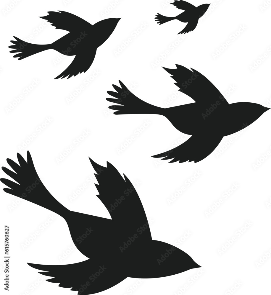 Fototapeta premium Flying birds silhouette icon, Vector, Vector silhouette flying birds, Vector Collection of Bird Silhouettes. Note: Editable