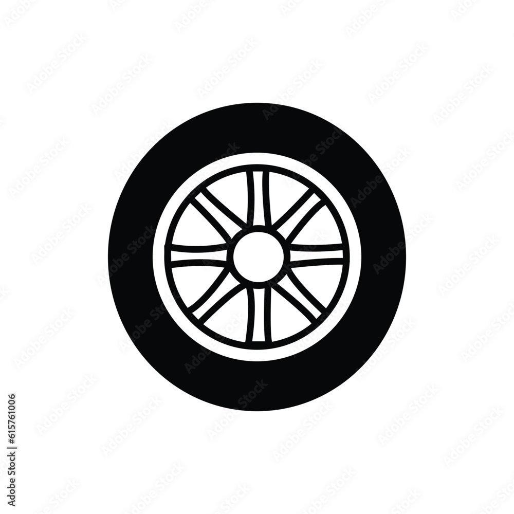 wheel linear icon - vector minimal car tire symbol or sign