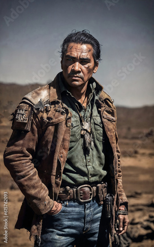 photo portrait of survive army people at apocalypse city, generative AI
