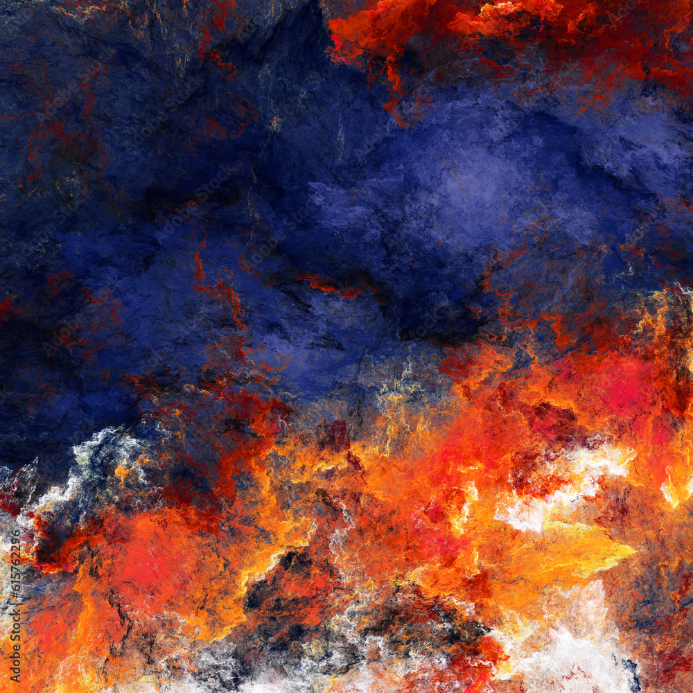 Flame and water. Abstract painting texture. Modern pattern. Flame dynamic background. Fractal artwork for creative graphic design
