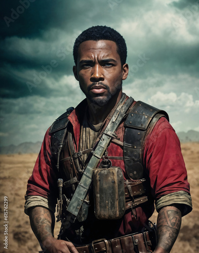 photo portrait of survive army people at apocalypse city, generative AI