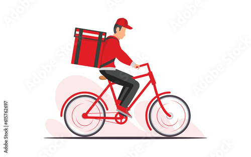 Delivery boy riding bicycle flat illustration vector image