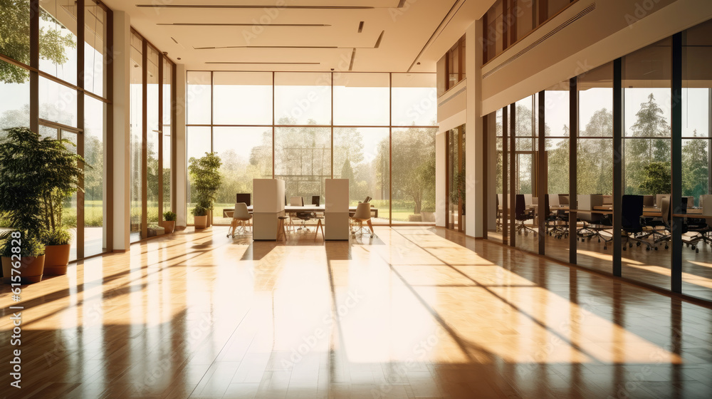 Fototapeta premium Generative ai illustration of minimalist spacious office hall