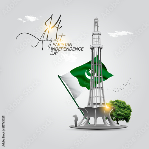 Creative Pakistan independence day greeting card design and Social media post template