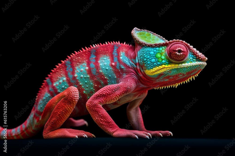 Beautiful multicolored chameleon on black background Beautiful multicolored chameleon on black background