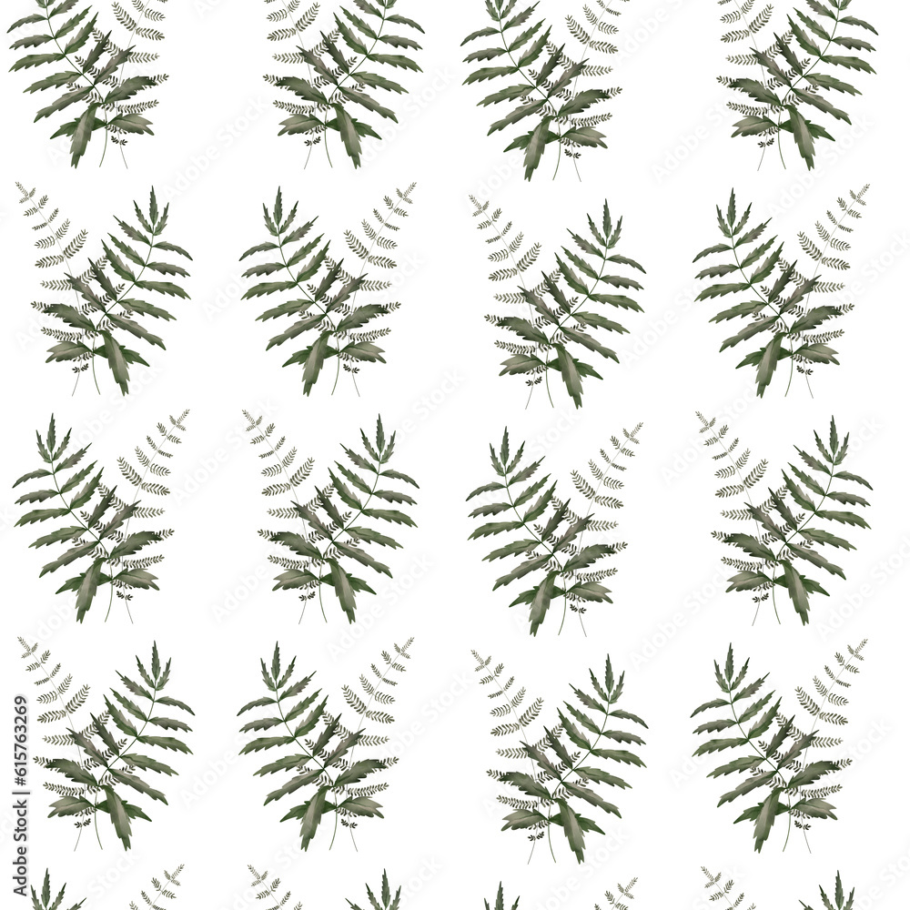 Seamless pattern with forest watercolor herbs. Wildflowers.