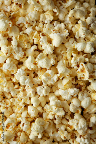 Homemade Buttered Popcorn with Salt Background