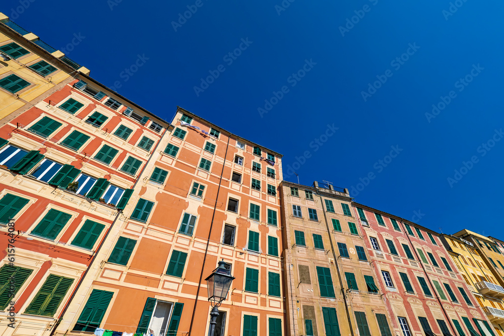 Colored facades of Camogli in Liguria