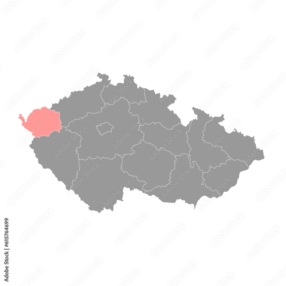 Karlovy Vary Region or Carlsbad region administrative unit of the Czech Republic. Vector illustration.