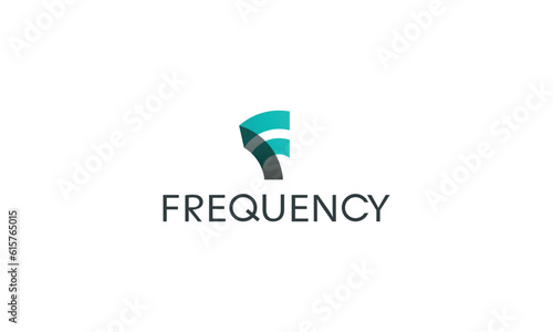 Letter F modern wave frequency circular logo