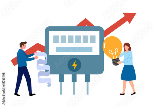 Electricity price increase concept vector illustration on white background.