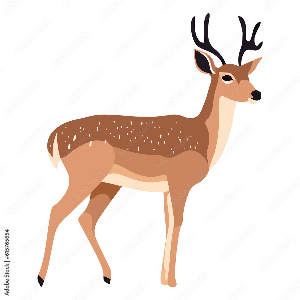 Fototapeta premium Playful Nature's Companion: Playful 2D Illustration of a Darling White-tailed Deer
