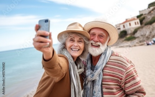 An elderly man and woman are going on vacation.